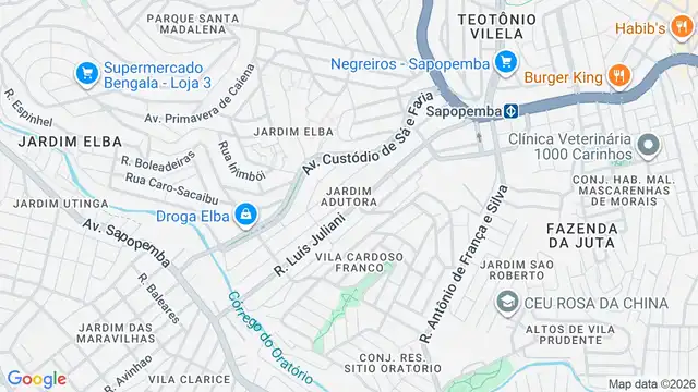 Mapa do bairro Jardim Adutora, Sao Paulo - SP