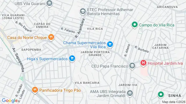 Mapa do bairro Jardim Alto Alegre (Zona Leste), Sao Paulo - SP