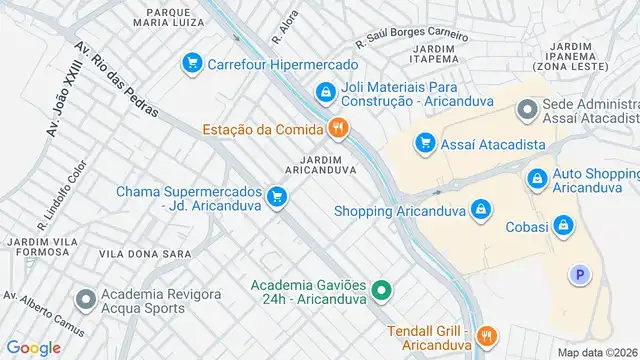 Mapa do bairro Jardim Aricanduva, Sao Paulo - SP