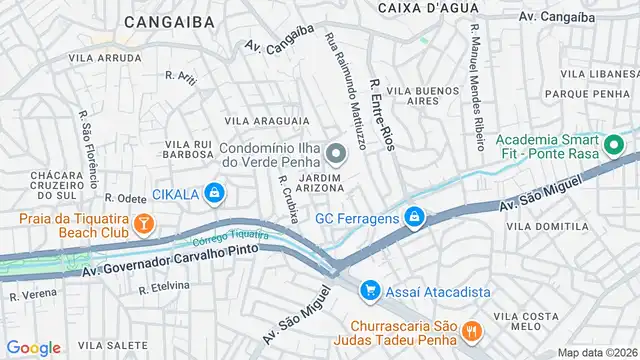 Mapa do bairro Jardim Arizona, Sao Paulo - SP