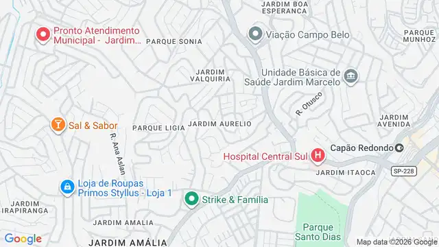 Mapa do bairro Jardim Aurelio, Sao Paulo - SP