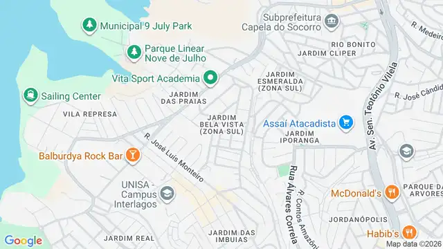 Mapa do bairro Jardim Bela Vista (Zona Sul), Sao Paulo - SP