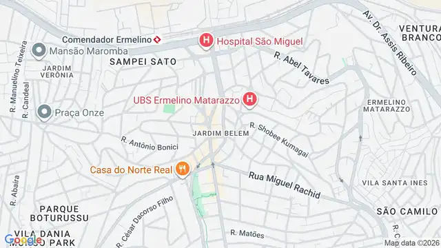 Mapa do bairro Jardim Belém, Sao Paulo - SP