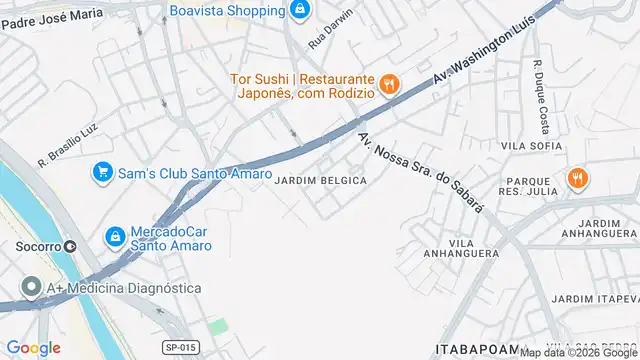 Mapa do bairro Jardim Bélgica, Sao Paulo - SP