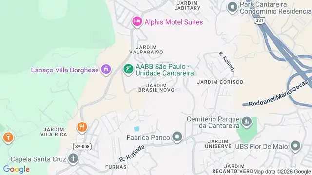 Mapa do bairro Jardim Brasil Novo, Sao Paulo - SP