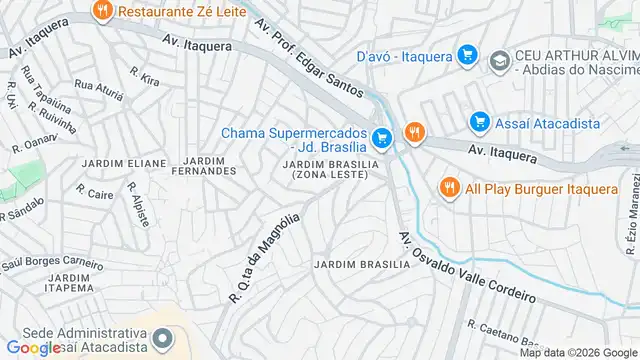 Mapa do bairro Jardim Brasília (Zona Leste), Sao Paulo - SP