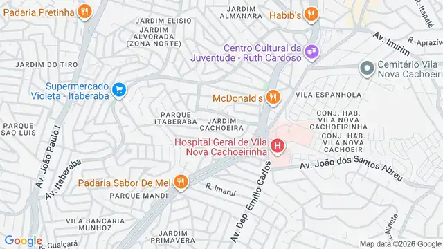Mapa do bairro Jardim Cachoeira, Sao Paulo - SP