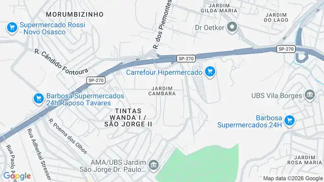 Mapa do bairro Jardim Cambara, Sao Paulo - SP
