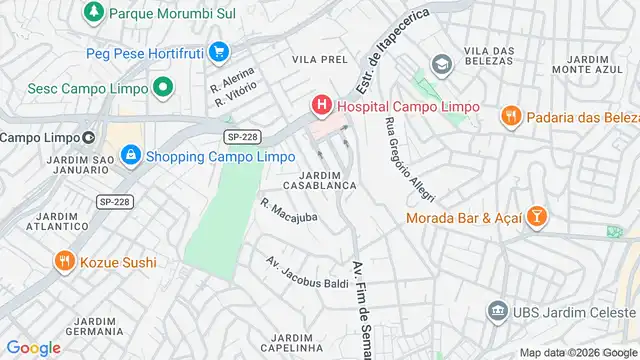 Mapa do bairro Jardim Casablanca, Sao Paulo - SP