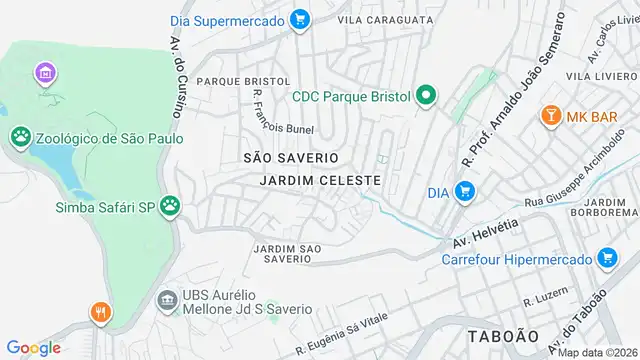 Mapa do bairro Jardim Celeste, Sao Paulo - SP