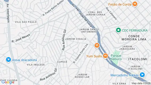 Mapa do bairro Jardim Cidália, Sao Paulo - SP