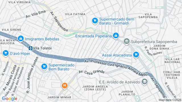 Mapa do bairro Jardim Clara Regina, Sao Paulo - SP