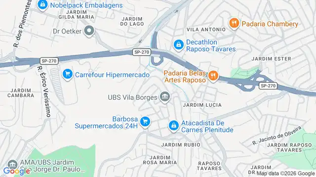 Mapa do bairro Jardim Cláudia, Sao Paulo - SP