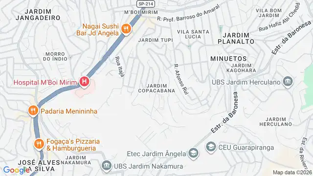 Mapa do bairro Jardim Copacabana, Sao Paulo - SP