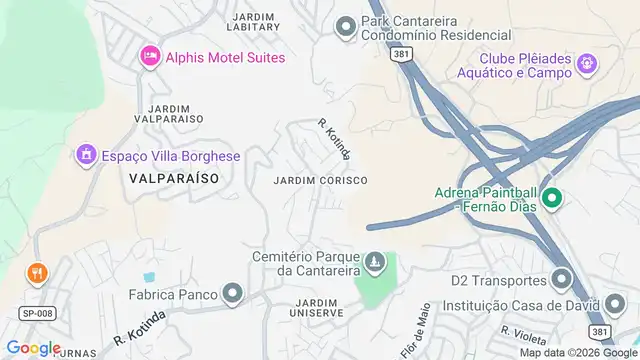 Mapa do bairro Jardim Corisco, Sao Paulo - SP