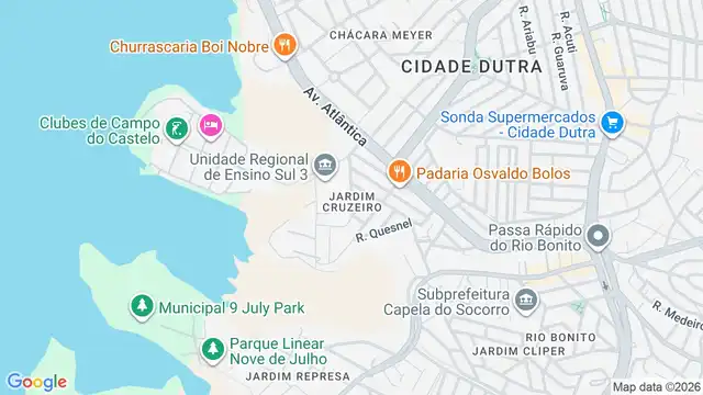 Mapa do bairro Jardim Cruzeiro, Sao Paulo - SP