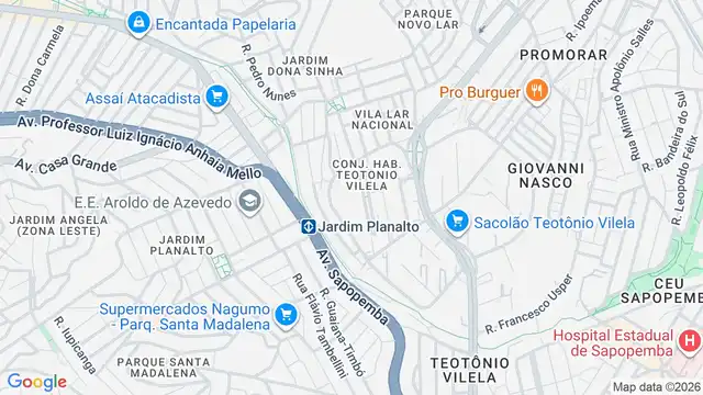 Mapa do bairro Jardim da Cachoeira, Sao Paulo - SP