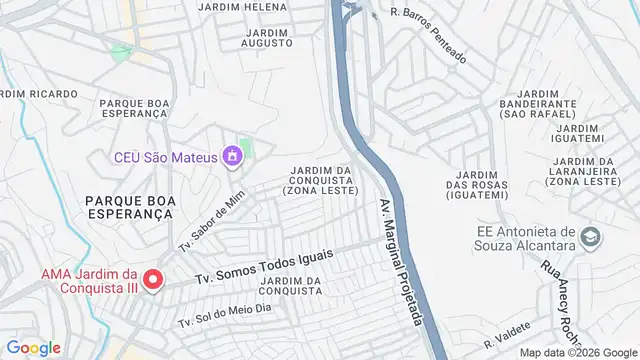 Mapa do bairro Jardim da Conquista (Zona Leste), Sao Paulo - SP