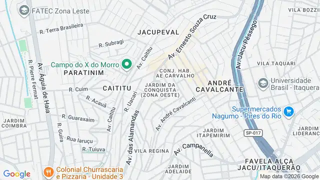 Mapa do bairro Jardim da Conquista (Zona Oeste), Sao Paulo - SP
