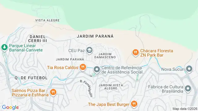 Mapa do bairro Jardim Damasceno, Sao Paulo - SP