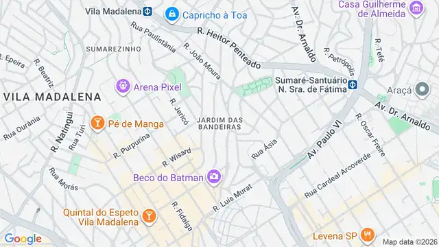 Mapa do bairro Jardim das Bandeiras, Sao Paulo - SP
