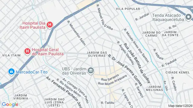 Mapa do bairro Jardim das Oliveiras, Sao Paulo - SP