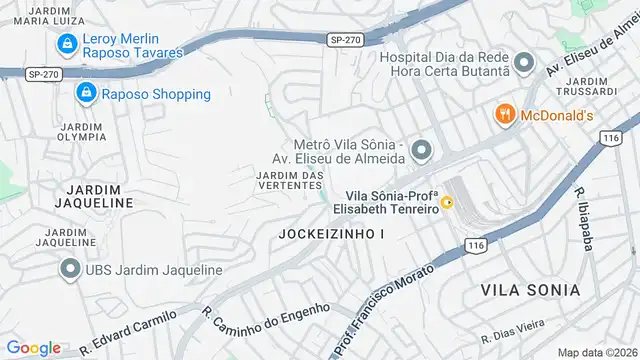 Mapa do bairro Jardim das Vertentes, Sao Paulo - SP