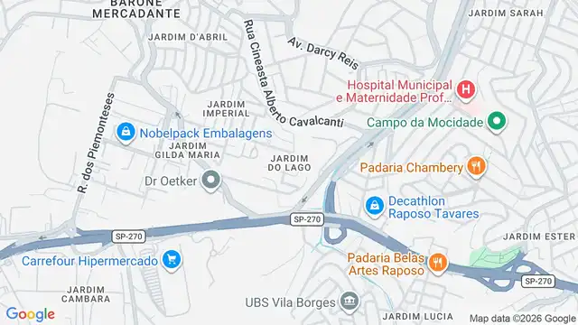 Mapa do bairro Jardim do Lago, Sao Paulo - SP