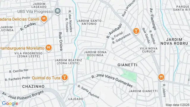Mapa do bairro Jardim Dona Deolinda, Sao Paulo - SP