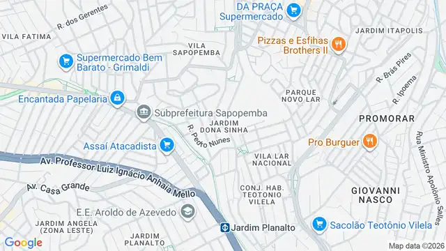 Mapa do bairro Jardim Dona Sinhá, Sao Paulo - SP