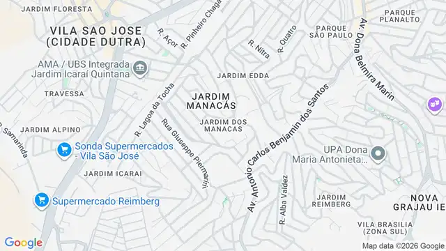 Mapa do bairro Jardim dos Manacás, Sao Paulo - SP