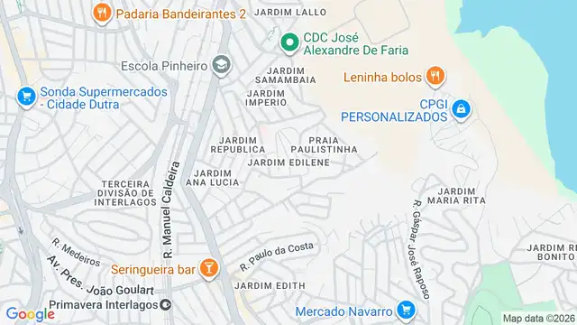 Mapa do bairro Jardim Edilene, Sao Paulo - SP