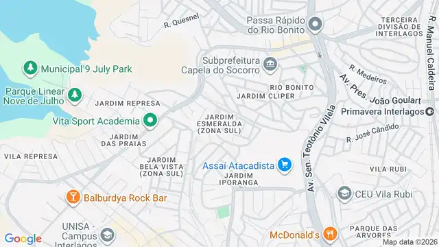 Mapa do bairro Jardim Esmeralda (Zona Sul), Sao Paulo - SP