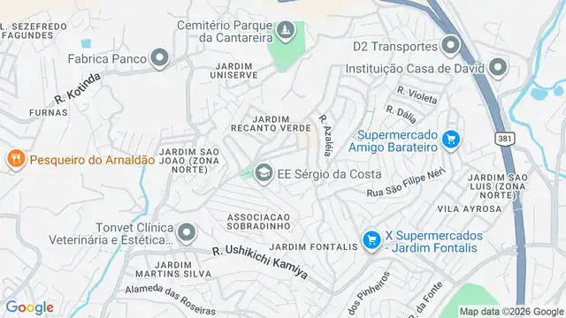 Mapa do bairro Jardim Estrela D'alva, Sao Paulo - SP