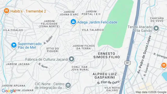 Mapa do bairro Jardim Filhos da Terra, Sao Paulo - SP