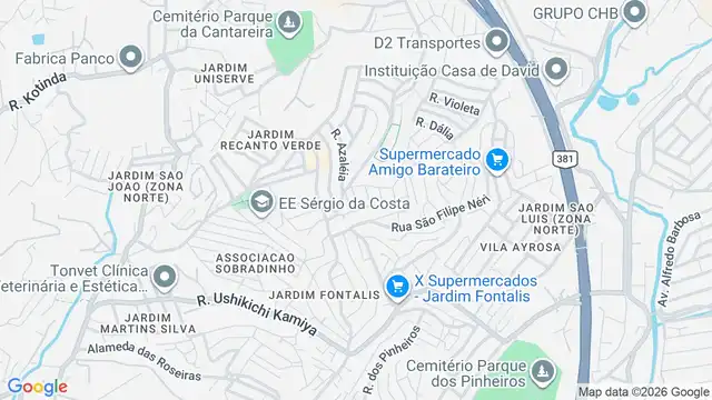 Mapa do bairro Jardim Flor de Maio, Sao Paulo - SP