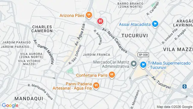 Mapa do bairro Jardim Franca, Sao Paulo - SP
