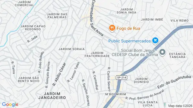 Mapa do bairro Jardim Fraternidade, Sao Paulo - SP