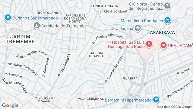 Mapa do bairro Jardim Guapira, Sao Paulo - SP