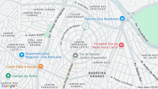 Mapa do bairro Jardim Imperador (Zona Leste), Sao Paulo - SP