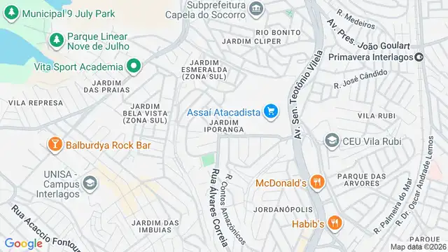 Mapa do bairro Jardim Iporanga, Sao Paulo - SP