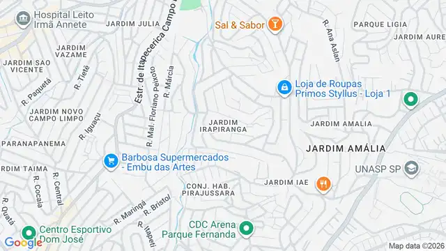 Mapa do bairro Jardim Irapiranga, Sao Paulo - SP