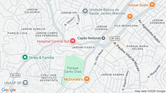 Mapa do bairro Jardim Itaoca, Sao Paulo - SP