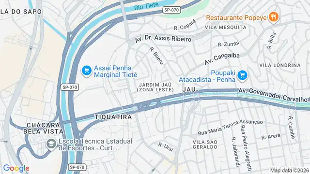 Mapa do bairro Jardim Jaú (Zona Leste), Sao Paulo - SP