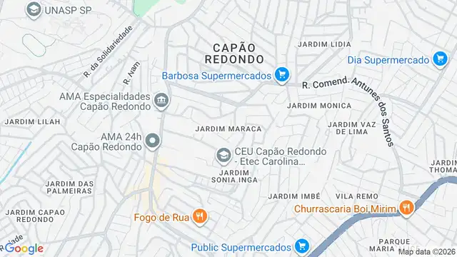 Mapa do bairro Jardim Maraca, Sao Paulo - SP
