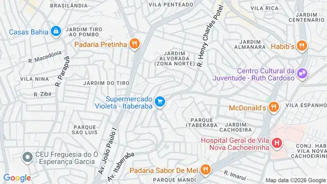 Mapa do bairro Jardim Maracana, Sao Paulo - SP