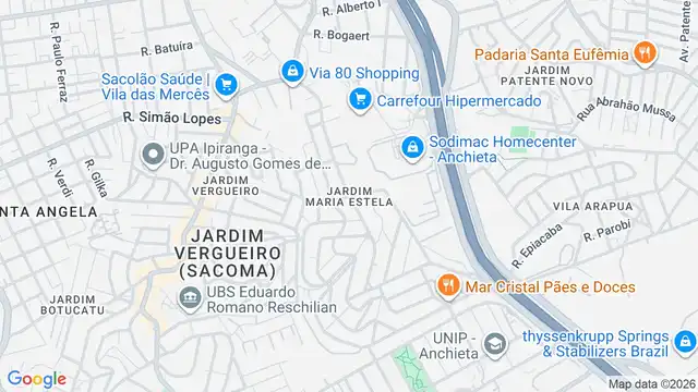 Mapa do bairro Jardim Maria Estela, Sao Paulo - SP