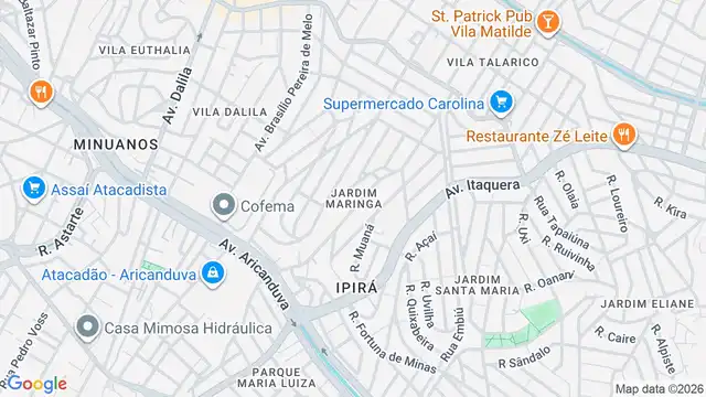 Mapa do bairro Jardim Maringá, Sao Paulo - SP