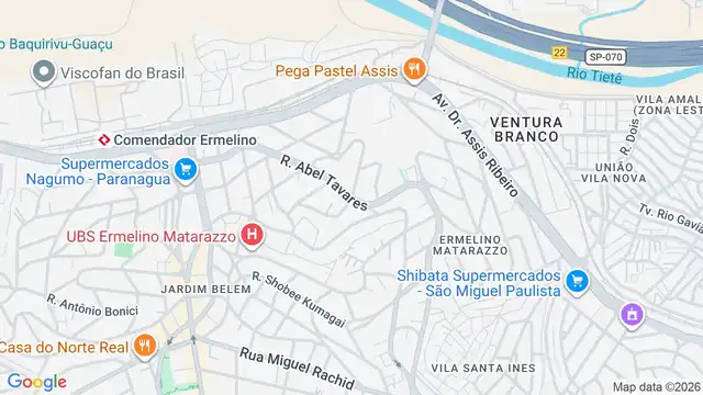 Mapa do bairro Jardim Matarazzo, Sao Paulo - SP