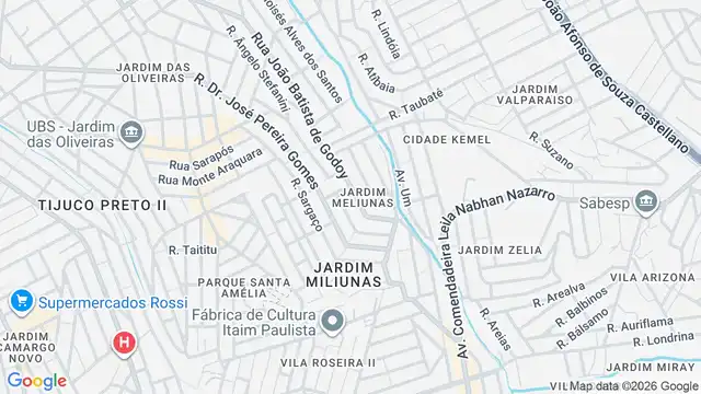 Mapa do bairro Jardim Meliunas, Sao Paulo - SP